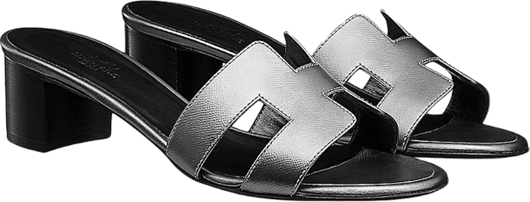 (W) Sandal Hak Tinggi Kulit Anak Sapi HERMES 'Silver' H201144Z-52 Order (W) Sandal Hak Tinggi Kulit Anak Sapi HERMES 'Silver' H201144Z-52