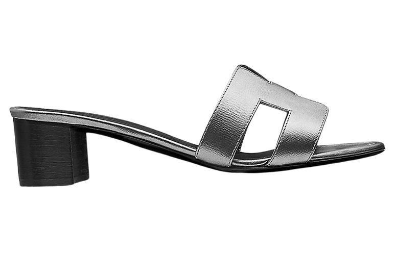 Order (W) 爱马仕小牛皮高跟凉鞋“银色” H201144Z-52