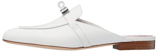 (Women) HERMES Calfskin Lined Slippers 'White Print' H202121Z-BL (Women) HERMES Calfskin Lined Slippers 'White Print' H202121Z-BL