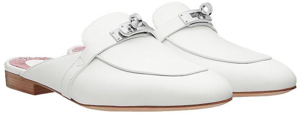 (Women) HERMES Calfskin Lined Slippers 'White Print' H202121Z-BL Lookbook (Women) HERMES Calfskin Lined Slippers 'White Print' H202121Z-BL