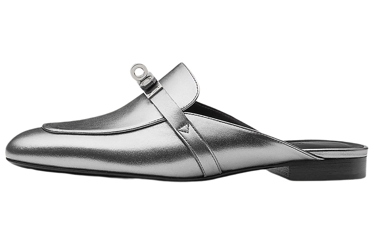 (Women) HERMES Calfskin Mule 'Silver' H221083Z-52