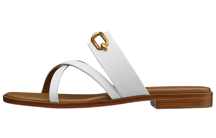 (W) HERMES Calfskin Sandal 'White'