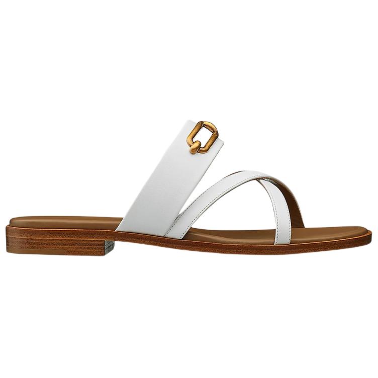 (W) HERMES Calfskin Sandal 'White' 圖 2