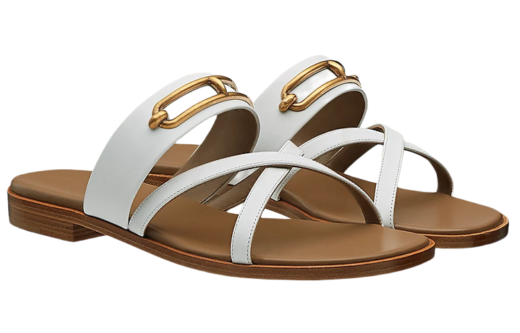 (W) HERMES Calfskin Sandal 'White' 圖 3
