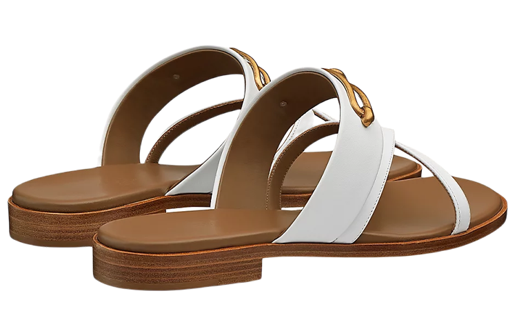(W) HERMES Calfskin Sandal 'White' 圖 4