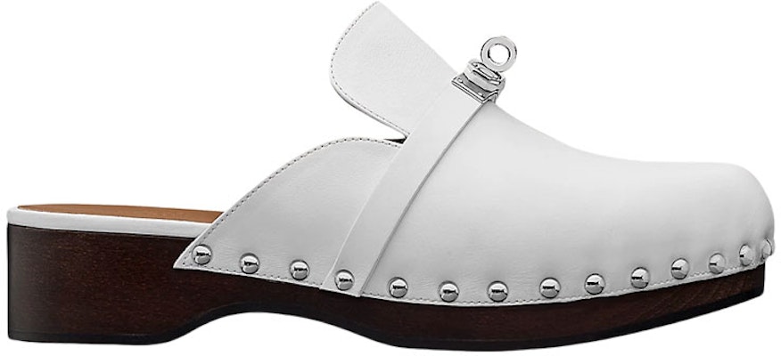 (Women) HERMES Calfskin Wooden Sole 'White' H211077Z-90 Order (Women) HERMES Calfskin Wooden Sole 'White' H211077Z-90