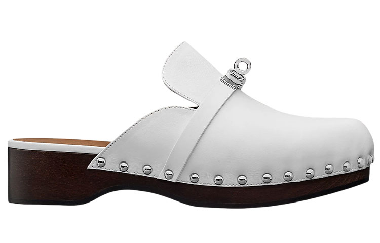 Order HERMES 愛馬仕 小牛皮木底鞋 女性款 白色