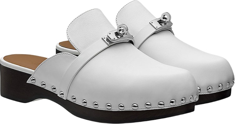 (Women) HERMES Calfskin Wooden Sole 'White' H211077Z-90 Lookbook (Women) HERMES Calfskin Wooden Sole 'White' H211077Z-90