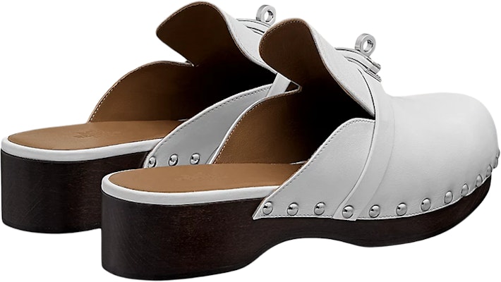 (Women) HERMES Calfskin Wooden Sole 'White' H211077Z-90 Shop (Women) HERMES Calfskin Wooden Sole 'White' H211077Z-90
