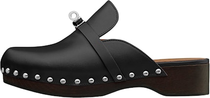 (Women) HERMES Calfskin Wooden Sole Shoes 'Black' H211077Z-02 (Women) HERMES Calfskin Wooden Sole Shoes 'Black' H211077Z-02