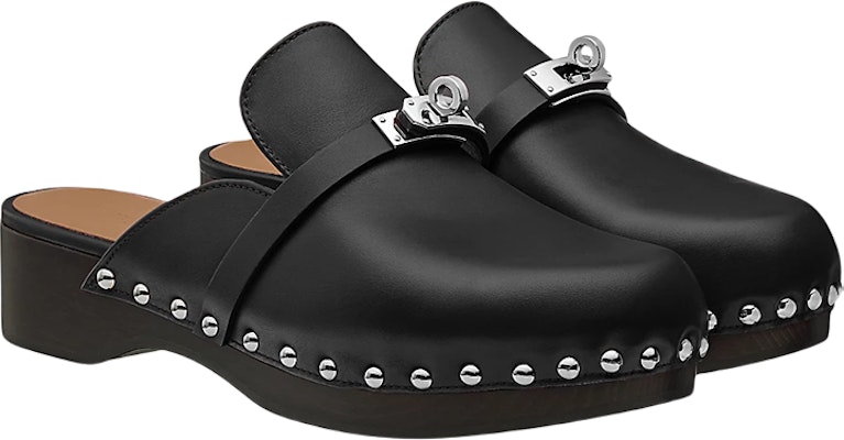 (Women) HERMES Calfskin Wooden Sole Shoes 'Black' H211077Z-02 Order (Women) HERMES Calfskin Wooden Sole Shoes 'Black' H211077Z-02