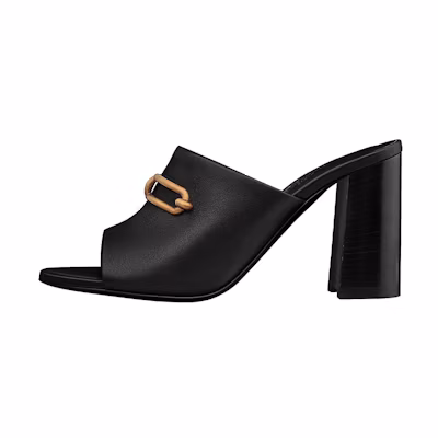 (W) HERMES Camilla Calfskin Slide 'Black'