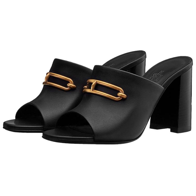 (W) HERMES Camilla Calfskin Slide 'Black' 圖 3