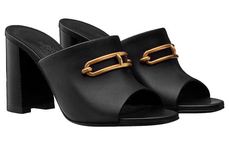 (W) HERMES Camilla Calfskin Slide 'Black' 圖 4