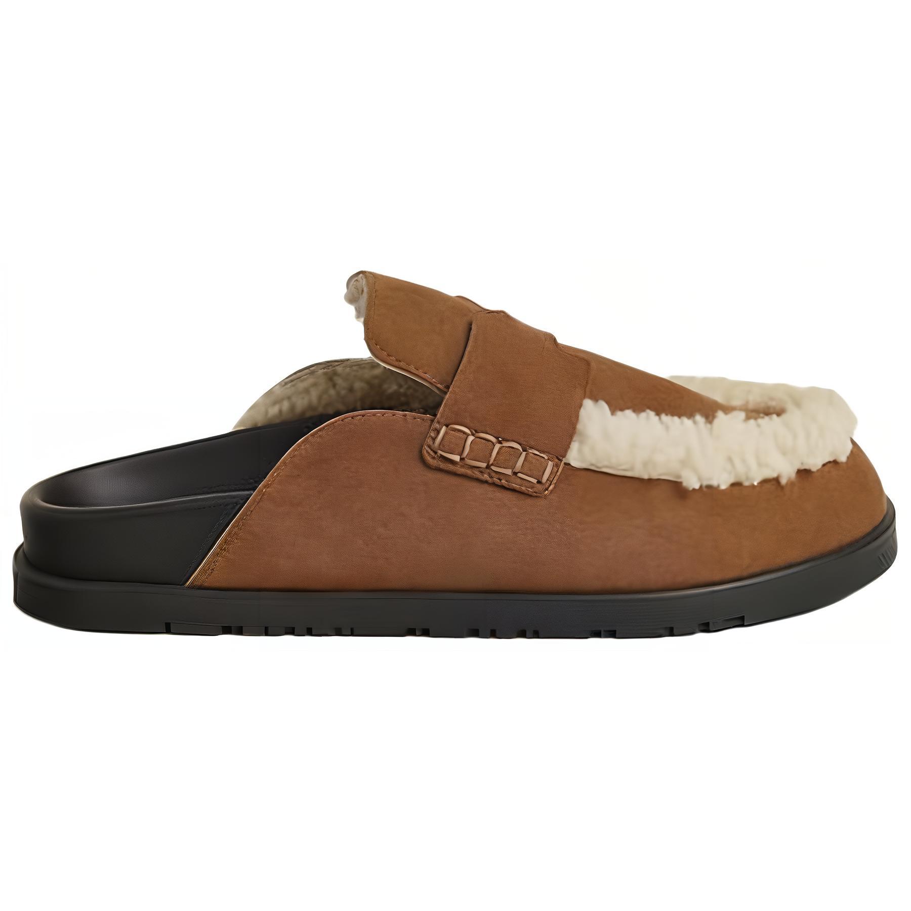 Order HERMES 愛馬仕 棉布 時尚圓頭 包頭拖鞋 女款 棕色