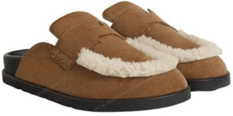 HERMES 愛馬仕 棉布 時尚圓頭 包頭拖鞋 女款 棕色 Shop HERMES 愛馬仕 棉布 時尚圓頭 包頭拖鞋 女款 棕色