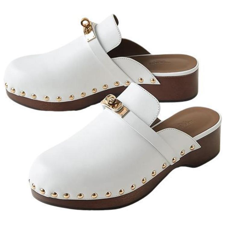 (W) HERMES Carlotta Mule 'White Leather' 圖 3