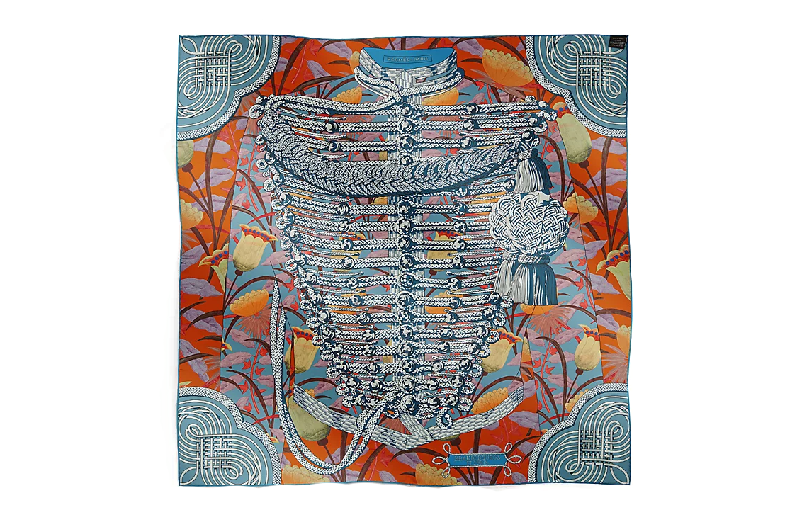 (Women) HERMES Carre Floral Brandenburg Twill Silk Scarf Multicolor  Edition H904041S-01 圖 4