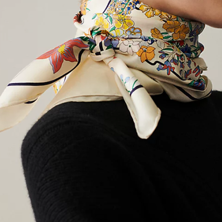 (Women) HERMES Carre Floral Map Silk Scarf for Women - Multicolor H003965S 16 圖 3