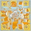 Buy (Women) HERMES Carre Jumping Spring Print Silk Scarf Grey/Orange/Bright Yellow . H003932S