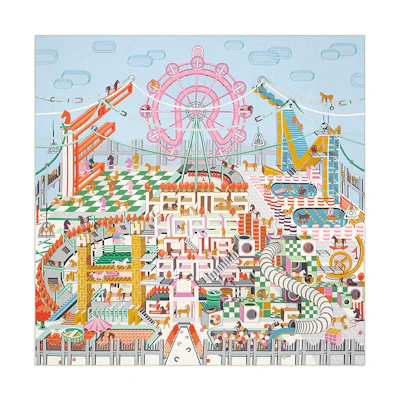 (Women) HERMES Carre Light Blue Patterned Silk Scarf for Women. H243916S06