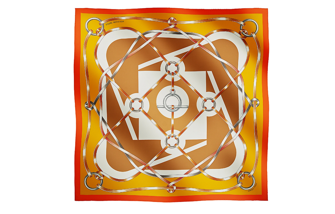 (Women) HERMES Carre Twill Silk Scarf Orange for Women. H004009S02