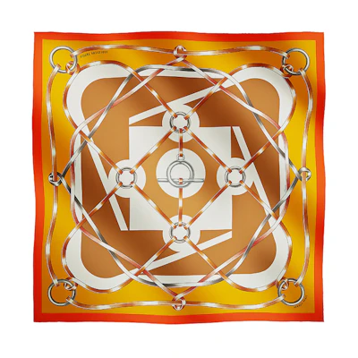 (Women) HERMES Carre Twill Silk Scarf Orange for Women. H004009S02