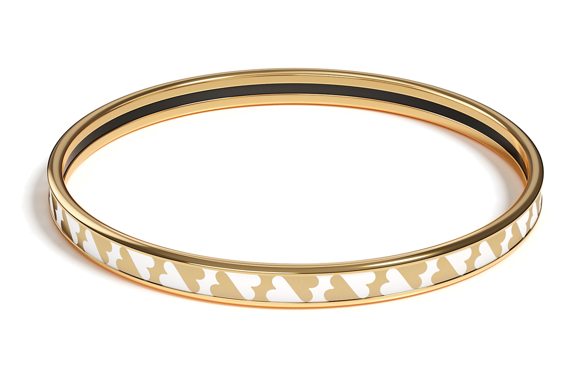Lookbook (W) HERMES Gelang Emas/Putih Cartes a Jouer Enamel. H243312FC665