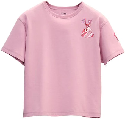 (W) 에르메스 만화 프린트 핑크 오버사이즈 크루넥 티셔츠 여성 SS22 H2E4602DUL6 Buy (W) 에르메스 만화 프린트 핑크 오버사이즈 크루넥 티셔츠 여성 SS22 H2E4602DUL6