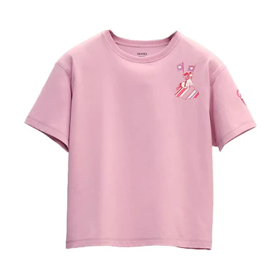 (Women) HERMES Cartoon Print Pink Oversized Crewneck T-Shirt Women SS22 H2E4602DUL6