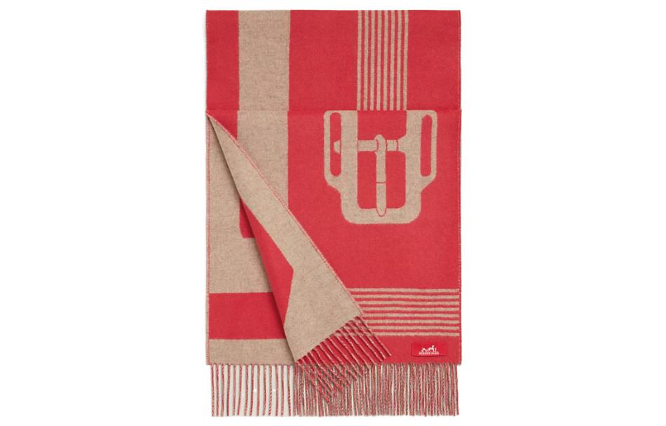 (Women) HERMES Casaque  Red Saddle Jacquard Knit Scarf. H259118S-04 圖 2