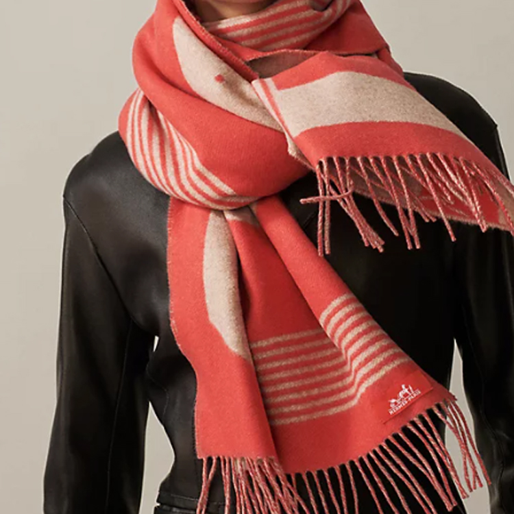 (Women) HERMES Casaque  Red Saddle Jacquard Knit Scarf. H259118S-04 圖 3