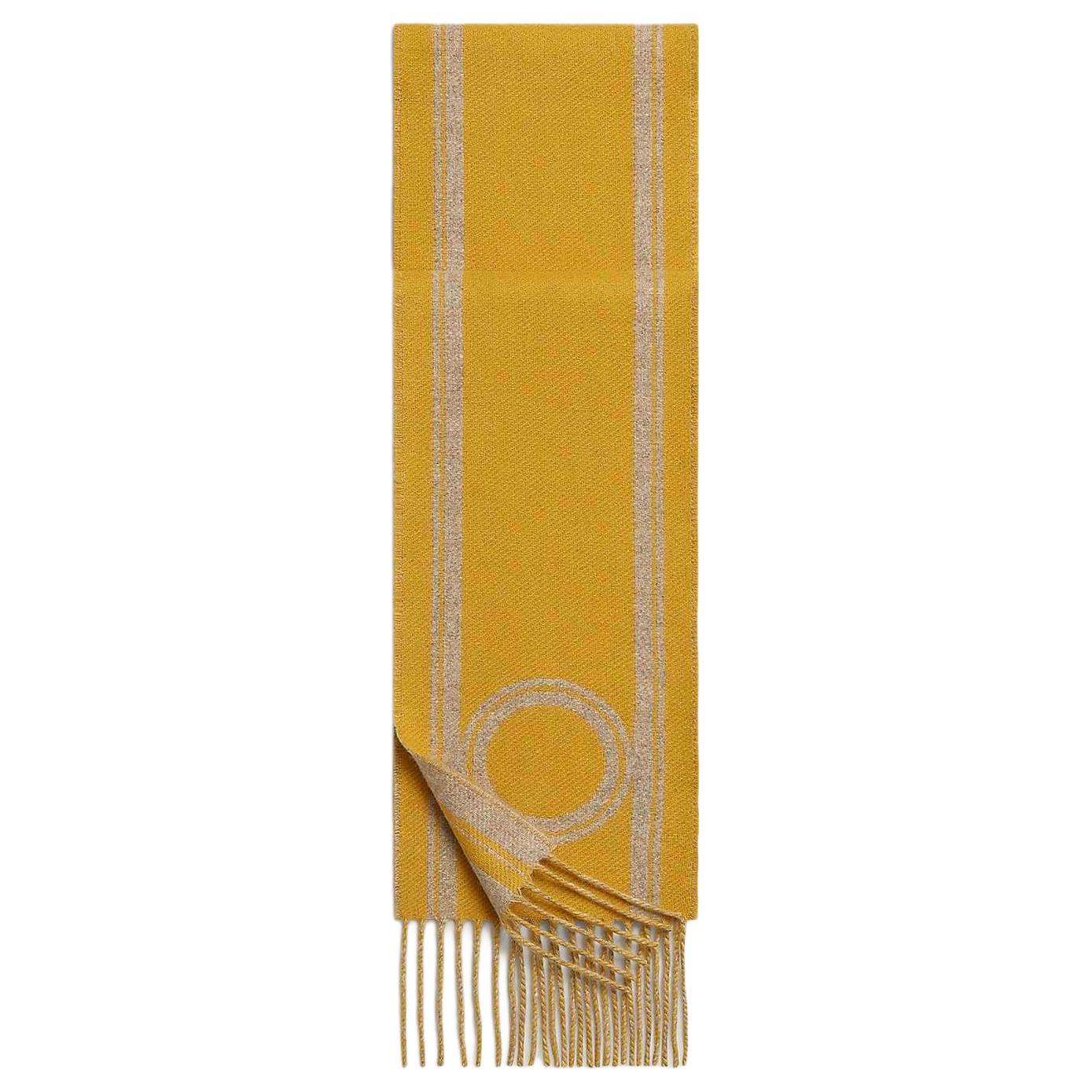 (Women) HERMES Casaque Bande de Repos Cashmere Scarf Women’s Yellow Solid Design. H259144S 04