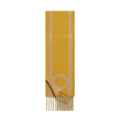 (Women) HERMES Casaque Bande de Repos Cashmere Scarf Women’s Yellow Solid Design. H259144S 04