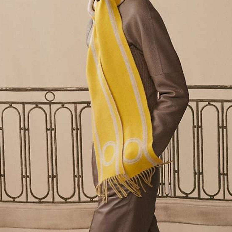(Women) HERMES Casaque Bande de Repos Cashmere Scarf Women’s Yellow Solid Design. H259144S 04 圖 5