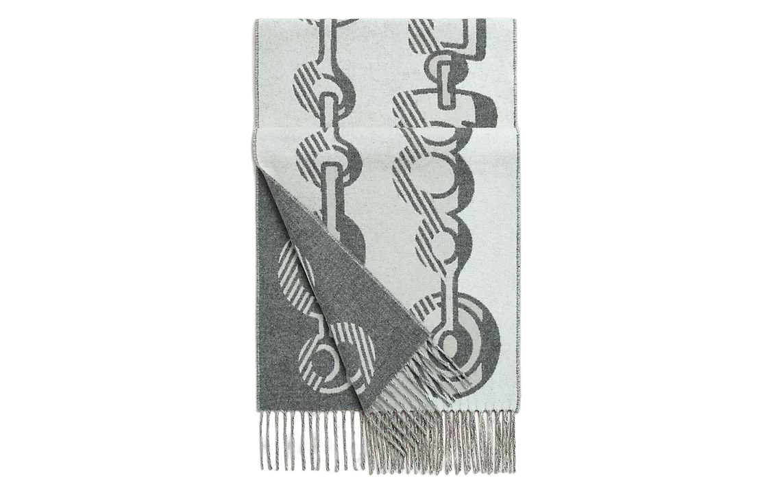 (Women) HERMES Casaque Do Re Boucles Grey Cashmere Fashion Scarf for Women. H259092S-02 圖 2