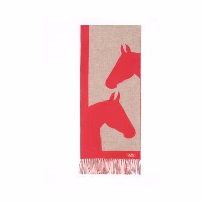 (Women) HERMES Casaque Love Story Cashmere Scarf for Women Red Multicolor H254043S 03