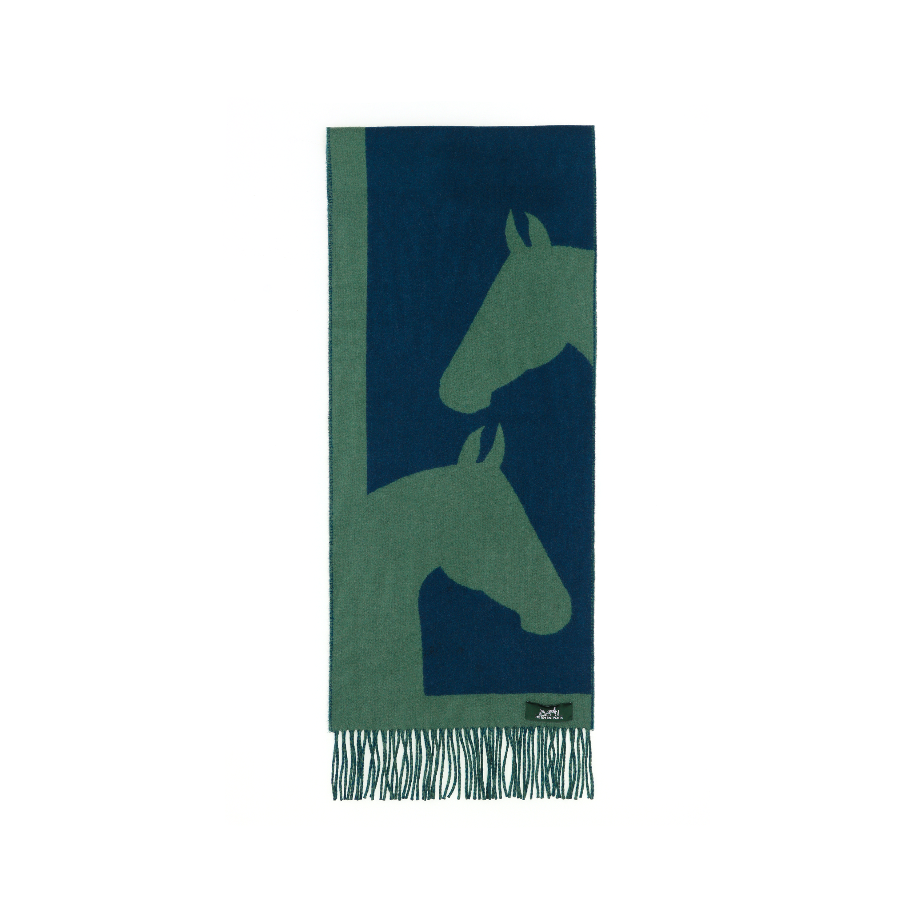(Women) HERMES Casaque Love Story Print Cashmere Scarf Green for Women. H254043S-05