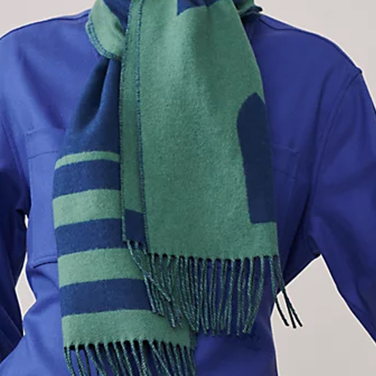 (Women) HERMES Casaque Love Story Print Cashmere Scarf Green for Women. H254043S-05 圖 5