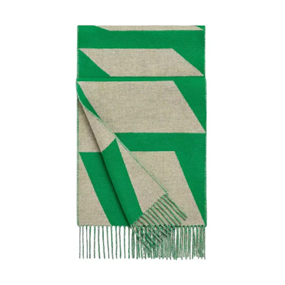 (Women) HERMES Casaque Optique Cashmere Scarf Green/Beige Accessory. H259091Sv02