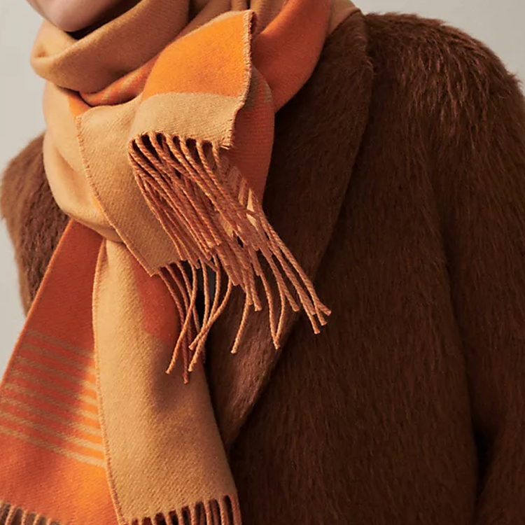(Women) HERMES Casaque Saddle Jacquard Knit Scarf  Orange H259118S-01 圖 3