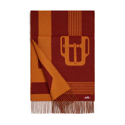 (Women) HERMES Casaque Saddle Jacquard Wool Scarf for Women - Multicolor. H259118S-02