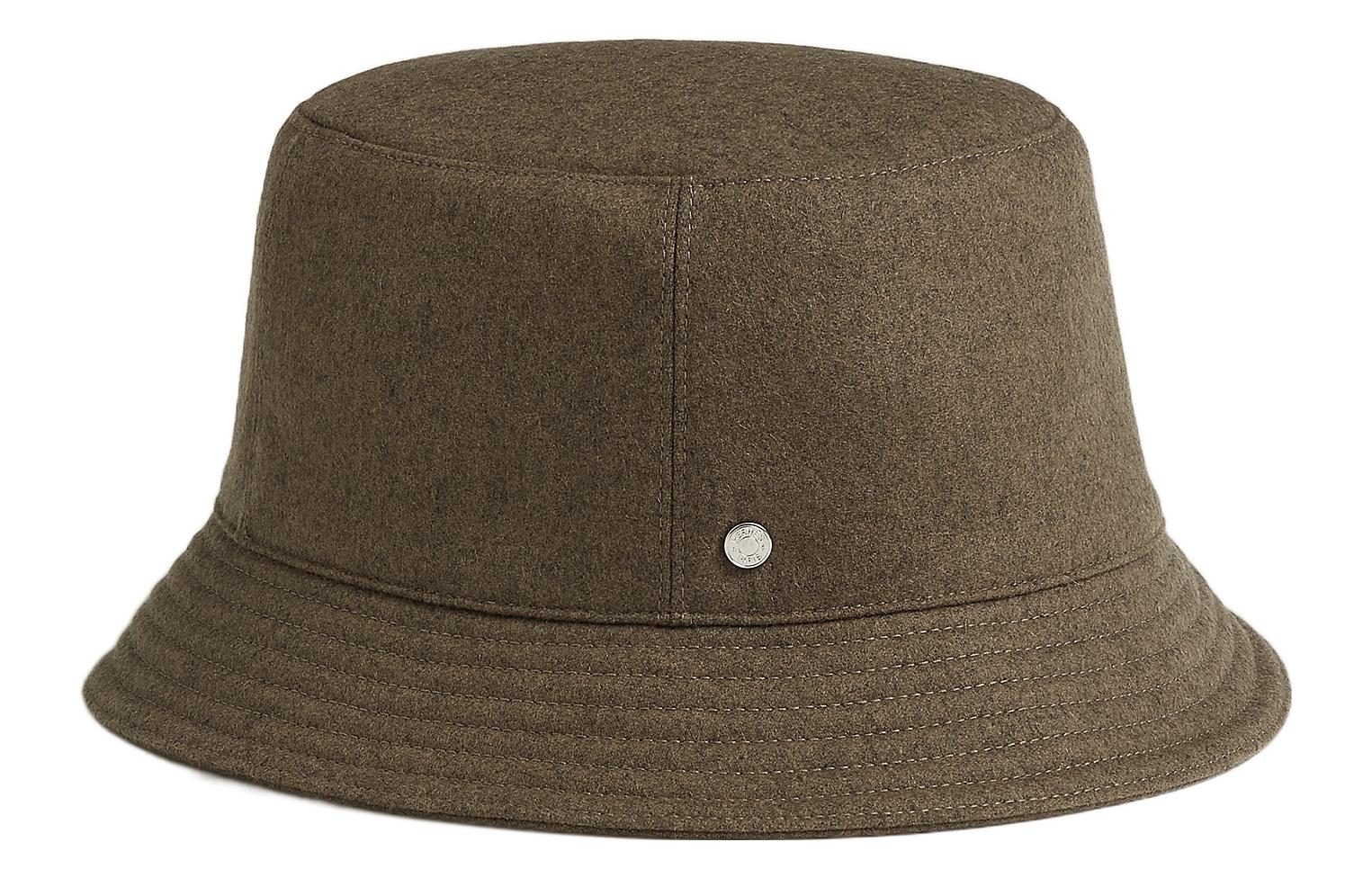 (Women) HERMES Casual Fashion Versatile Fisherman Hat Olive Green for Women. H222020N-1R56