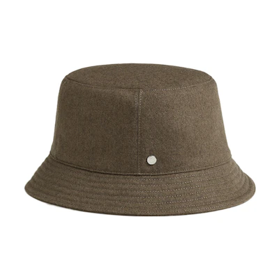 (Women) HERMES Casual Fashion Versatile Fisherman Hat Olive Green for Women. H222020N-1R56