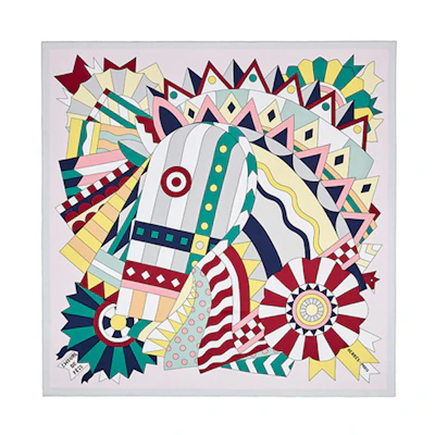 (Women) HERMES Celebration Horse 90cm Silk Scarf Women Pink H003748SC08