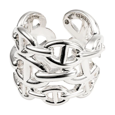 (Women) HERMES Chain Link Flower Ring 925 Silver H109506B-000
