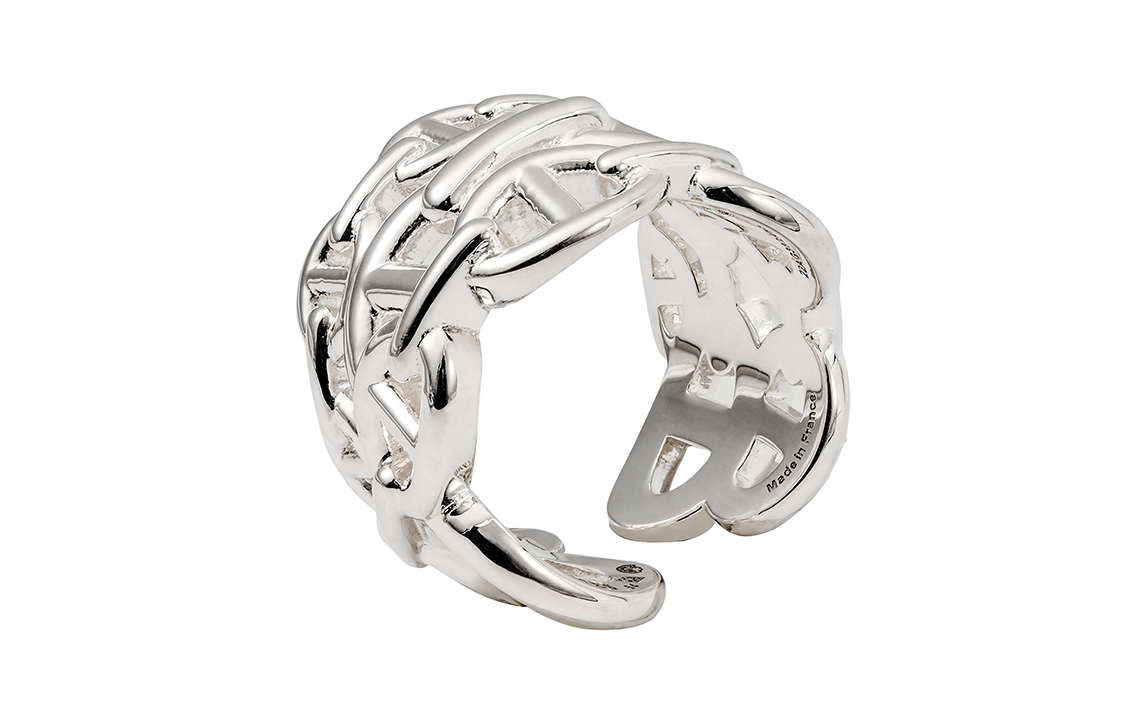 Lookbook (Women) HERMES Chain Link Flower Ring 925 Silver H109506B-000