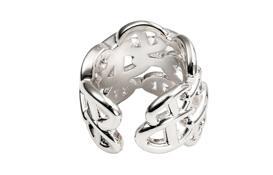 Shop (Women) HERMES Chain Link Flower Ring 925 Silver H109506B-000