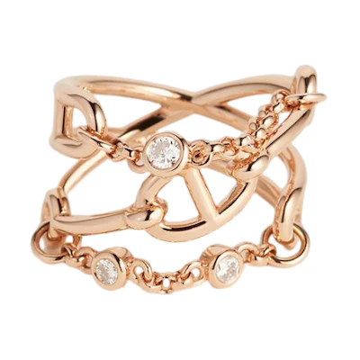 (Women) HERMES Chaine d'ancre Chaos CDC Rose Gold Diamond Ring for Women. H222622B 00050