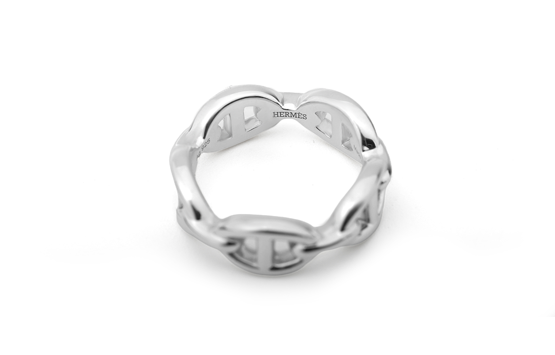 Lookbook (Women) HERMES Chaine d'Ancre Enchainee Silver Ring 925 Silver H109507B